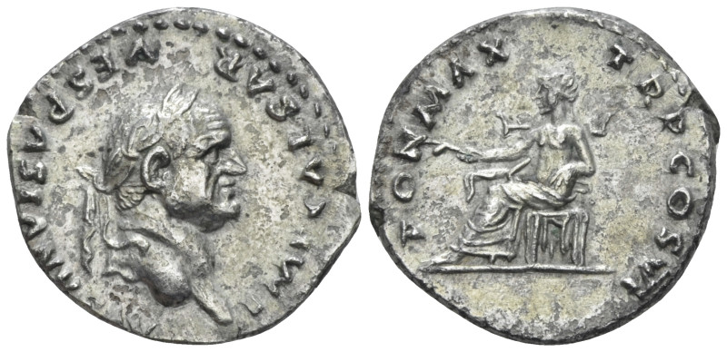 Vespasian, 69-79 Denarius Rome 75, AR 18.00 mm., 3.50 g.
Laureate head r. Rev. ...