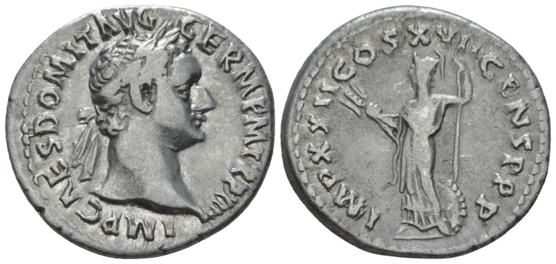 Domitian, 81-96 Denarius Rome 95, AR 19.00 mm., 3.45 g.
Laureate head r. Rev. M...