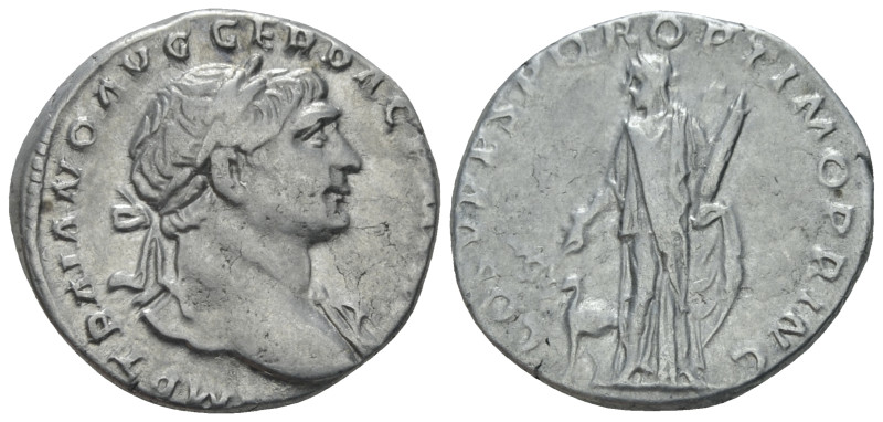 Trajan, 98-117 Denarius Rome circa 107, AR 17.00 mm., 3.48 g.
Laureate bust r.,...