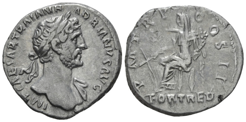 Hadrian, 117-138 Denarius Rome 118, AR 18.00 mm., 3.48 g.
Laureate bust r., wit...