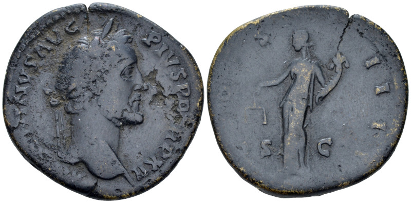 Antoninus Pius, 138-161 Sestertius Rome 148-149, Æ 32.00 mm., 22.98 g.
Laureate...