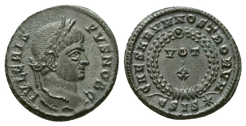 Crispus caesar, 317-326 Follis Siscia circa 320-321, Æ 18.00 mm., 3.16 g.
Laure...