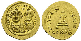Heraclius with Heraclius Constantine, 610-641 Solidus Constantinople circa 616-625 - From a private British collection.