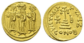 Heraclius, with Heraclius Constantine and Heraclonas. 610-641 Solidus Constantinople circa 638-639
