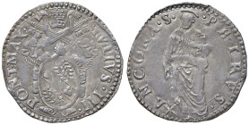 Ancona. Giulio III (1550-1555). Giulio (segno Mazzeo Mazzei zecchiere) AG gr. 3,24. Muntoni 54 var. Berman 1013. Dubbini-Mancinelli pag. 35 (4° tipo)....