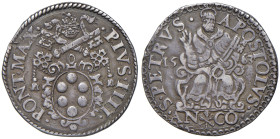 Ancona. Pio IV (1559-1565). Testone 1563 (segno Mazzeo Mazzei zecchiere) AG gr. 9,45. Muntoni 46. Berman 1072. Dubbini-Mancinelli pag. 143 (1° tipo). ...