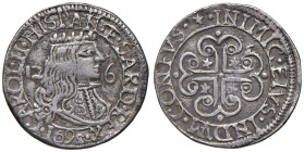 Cagliari. Carlo II di Spagna (1665-1700). Da 2,5 reali 1695 AG gr. 5,90. MIR 86/2. Buon BB