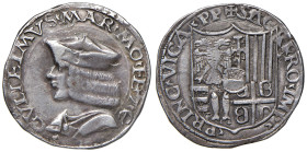Casale. Guglielmo II Paleologo (1494-1518). Testone AG gr. 9,07. Ravegnani Morosini 8. MIR 185. Raro. BB