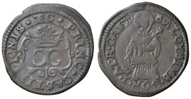 Castiglione delle Stiviere. Carlo Gonzaga (1678-1680). Parpagliola AE gr. 1,86. Bignotti 2. MIR 248. Ex asta Inasta 60/2015, 4049. Rara. Buon BB