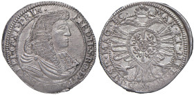 Castiglione delle Stiviere. Ferdinando II Gonzaga (1680-1723). Da 25 soldi AG gr. 5,07. Bignotti 6. MIR 254. Rara. q.SPL