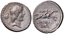 Repubblica romana - L. Calpurnius Frugi - Denario (90 a..C.) Testa di Apollo a d. - R/ Cavaliere a d., - Cr. 340/1 AG (g 3,91) Graffio al R/
BB+