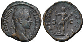Alessandro Severo (222-235) Sesterzio - Busto laureato a d. - R/ L'imperatore stante a s. - RIC 477 AE (g 26,76)
BB+