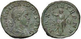 Filippo II (244-249) Sesterzio - Busto laureato a d. - R/ La Pace stante a s. - RIC 268 AE (g 20,55)
qSPL/SPL
