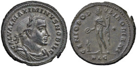 Massimiano II (305-307) Follis (Lugdunum) Busto laureato a d. - R/ Genio stante a s. - RIC 190a AE (g 9,77)
SPL+