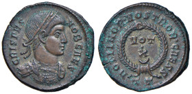 Crispo (317-326) Follis (Ticinum) Busto laureato a d. - R/ Scritta in corona - RIC 159 AE (g 3,26)
BB+