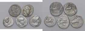 Lotto di cinque denari repubblicani, resto di collezione
MB-BB