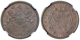 INDIA EAST INDIA COMPANY Dodicesimo di anna 1848 - AE In slab NGC MS 63 BN 2113070-003
MS 63 BN