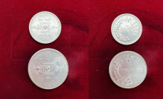 MONGOLIA Tugrik e 50 Mongo 15 (1925) - KM 8 e 7 AG (g 20,00 + 10,00) Lotto di due monete
SPL+-FDC