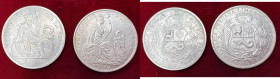 PERU Sol 1865 e 1916 - AG (g 24,83 + 25,00) Lotto di due monete
BB-SPL