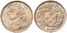 SVIZZERA 20 Franchi 1935 - AU (g 6,44) Colpetto al bordo
SPL+