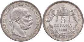 UNGHERIA Francesco Giuseppe I (1848-1916) 5 Corone 1908 - KM 488 AG (g 24,01)
qSPL