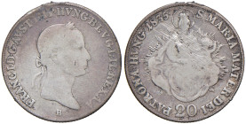 UNGHERIA Francesco I (1792-1835) 20 Krajzár 1835 B - KM 415 AG (g 6,47) Appiccagnolo rimosso. Graffi al R/
qBB