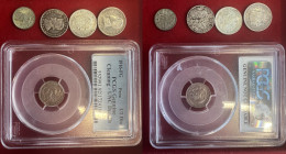 Lotto di cinque monete in AG, una di cui in slab PCGS
BB-FDC