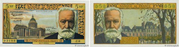 Country : FRANCE 
Face Value : 5 Nouveaux Francs VICTOR HUGO 
Date : 02 juillet ...