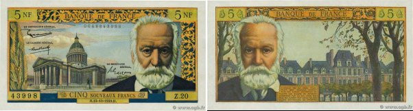 Country : FRANCE 
Face Value : 5 Nouveaux Francs VICTOR HUGO 
Date : 15 octobre ...