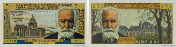 Country : FRANCE 
Face Value : 5 Nouveaux Francs VICTOR HUGO 
Date : 01 juin 196...