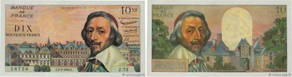 Country : FRANCE 
Face Value : 10 Nouveaux Francs RICHELIEU 
Date : 05 mai 1960 ...