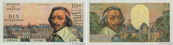 Country : FRANCE 
Face Value : 10 Nouveaux Francs RICHELIEU 
Date : 04 août 1960...