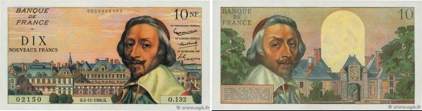 Country : FRANCE 
Face Value : 10 Nouveaux Francs RICHELIEU 
Date : 04 novembre ...
