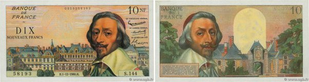 Country : FRANCE 
Face Value : 10 Nouveaux Francs RICHELIEU 
Date : 01 décembre ...