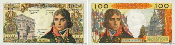 Country : FRANCE 
Face Value : 100 Nouveaux Francs BONAPARTE 
Date : 04 juin 195...