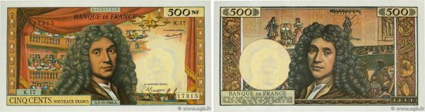 Country : FRANCE 
Face Value : 500 Nouveaux Francs MOLIÈRE 
Date : 03 décembre 1...