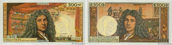 Country : FRANCE 
Face Value : 500 Nouveaux Francs MOLIÈRE 
Date : 06 janvier 19...