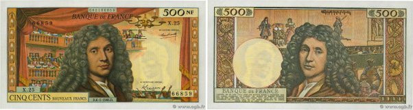 Country : FRANCE 
Face Value : 500 Nouveaux Francs MOLIÈRE 
Date : 06 janvier 19...