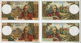 Country : FRANCE 
Face Value : 10 Francs VOLTAIRE Consécutifs 
Date : 07 septembre 1967 
Period/Province/Bank : Banque de France, XXe siècle 
Catalogu...
