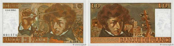 Country : FRANCE 
Face Value : 10 Francs BERLIOZ 
Date : 05 août 1976 
Period/Pr...