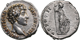 Roman Empire AR Denarius - Marcus Aurelius (AD 161-180)
3.21g. 17mm. AU/XF+. Beautiful lustrous specimen. OBV. AVRELIVS CAE-SAR AVG PII F, bare head o...