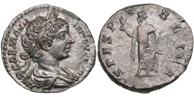 Roman Empire AR Denarius - Caracalla (AD 198-217)
3.20g. 18mm. UNC/AU. Splendid near mint state specimen with elegant toning and fine luster. Obv. Lau...