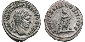 Roman Empire AR Denarius - Caracalla (AD 198-217)
3.28g. 20mm. UNC/AU. Charming lustrous specimen with elegant toning. Obv. ANTONINVS PIVS AVG GERM La...