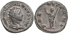 Roman Empire AR Antoninianus - Philip II (AD 247-249)
3.95g. 22mm. AU/AU. An attractive specimen. Obv. IMP M IVL PHILIPPVS AVG, radiate, draped and cu...