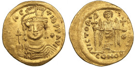 Byzantine Empire, Constantinople AV Solidus - Maurice Tiberius (AD 582-602)
4.23g. 22mm. AU/AU. Graffity. Beautiful specimen with mint luster. Obv. Dr...