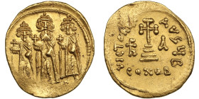 Byzantine Empire, Constantinople AV Solidus - Heraclius (AD 610-641), with Heraclius Constantine and Heraclonas
4.48g. 21mm. AU/AU. AN attractive spec...