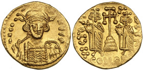 Byzantine Empire, Constantinople AV Solidus - Constantine IV Pogonatus (AD 668-685), with Heraclius and Tiberius
4.51g. 19mm. UNC/UNC. Splendid mint s...