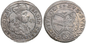 Austria, Tyrol 3 Kreuzer 1647 - Ferdinand Charles (1646-1662)
1.40g. AU/UNC. Splendid lustrous specimen.