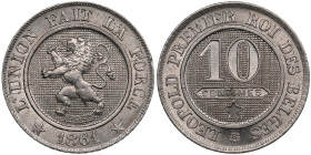 Belgium 10 Centimes 1861 - Leopold I (1831-1865)
4.44g. UNC/UNC. Beautiful lustrous specimen.