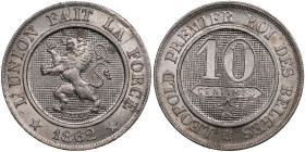 Belgium 10 Centimes 1862 - Leopold I (1831-1865)
4.50g. AU/UNC. Near mint state specimen with fine luster.
